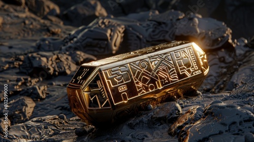 A golden amulet engraved with mysterious glyphs and said to bestow great wisdom and protection upon its wearer. . .