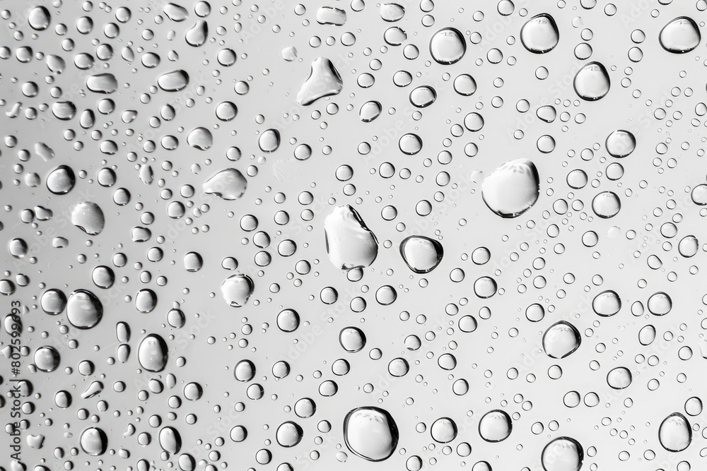 Water drops on white background texture. backdrop glass covered with drops of water. bubbles in water - generative ai Water drops on white background texture. backdrop glass covered with drops of water. bubbles in water - generative ai