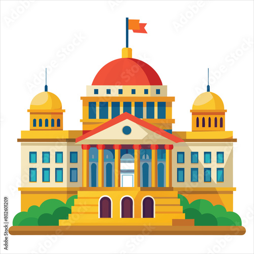 colorful flat illustration of iconic landmark, parlement house photo