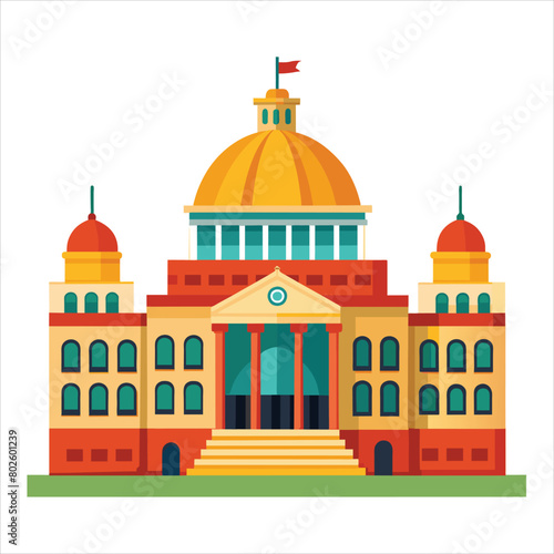 colorful flat illustration of iconic landmark, parlement house photo
