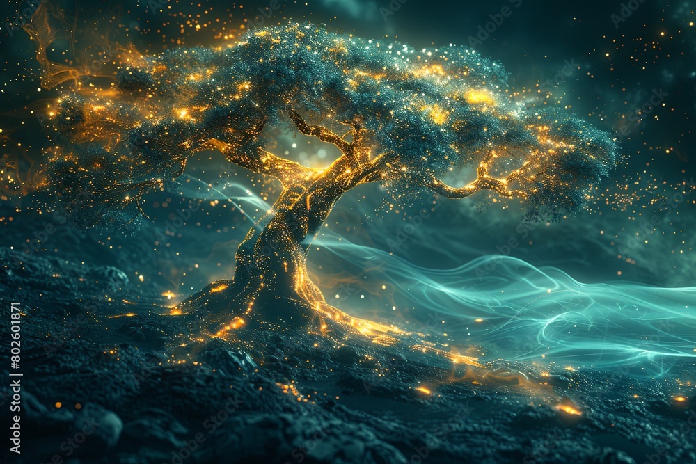 Fototapeta premium Tree of Knowledge, Interconnectedness, Complexity, Synaptic Activity.. Metaphorical representation of data-driven decisions.