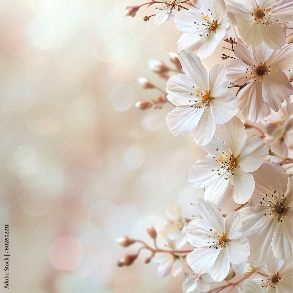 Spring Cherry Blossom in Full Bloom: A beautiful white cherry blossom tree in spring, showcasing nature's beauty with delicate flowers and lush green leaves