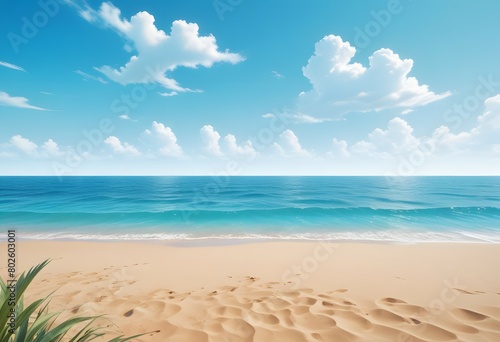 beautiful beach background with blue sky and sand