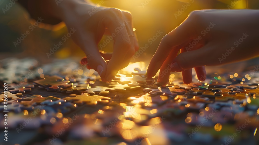 hand putting puzzle hand putting puzzle