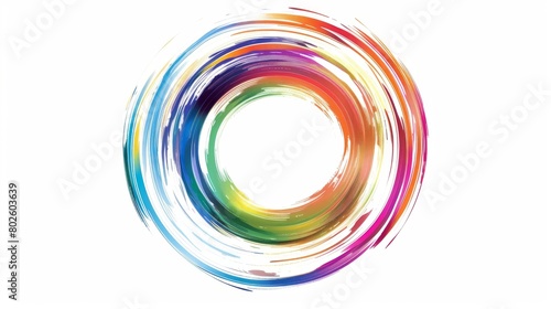 Colorful circle elements in vibrant rainbow colors on a plain white background. 