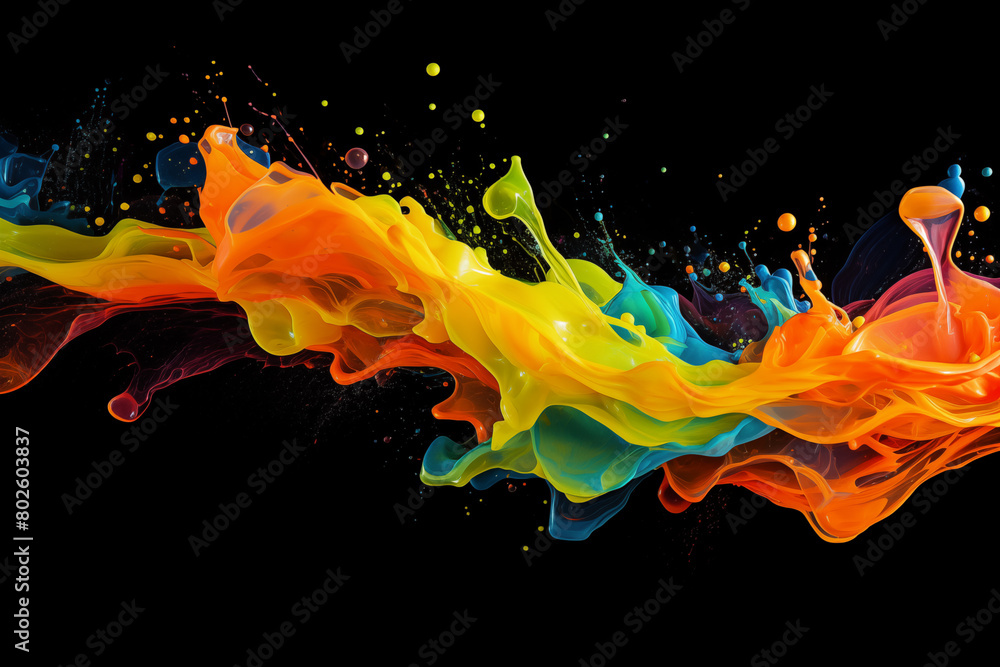 Colorful liquid on black background
