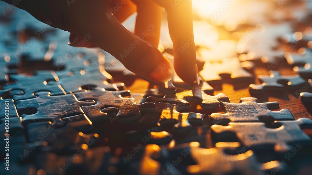 hand putting puzzle hand putting puzzle