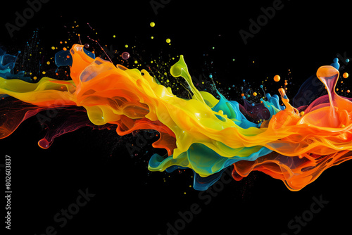 Colorful liquid on black background