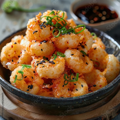 a plate of fried prawn tempura