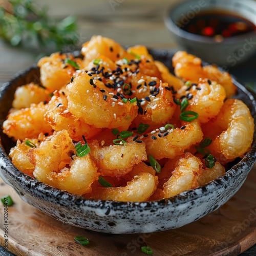 a plate of fried prawn tempura