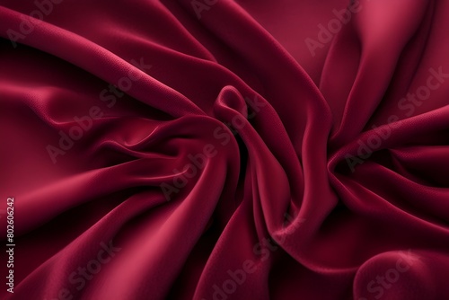 A close up of a red fabric with a pattern