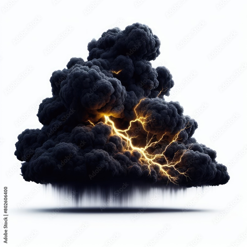 Black clouds storm with lightning strike and thunder isolated on a white background Black clouds storm with lightning strike and thunder isolated on a white background