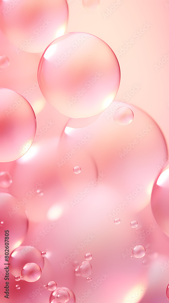Pink background with bubbles floating in the air