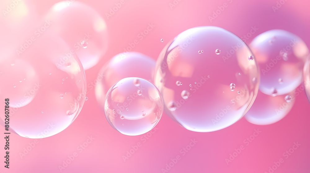 Pink background with bubbles floating in the air Pink background with bubbles floating in the air