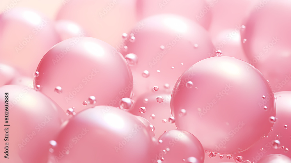 Pink background with bubbles floating in the air Pink background with bubbles floating in the air