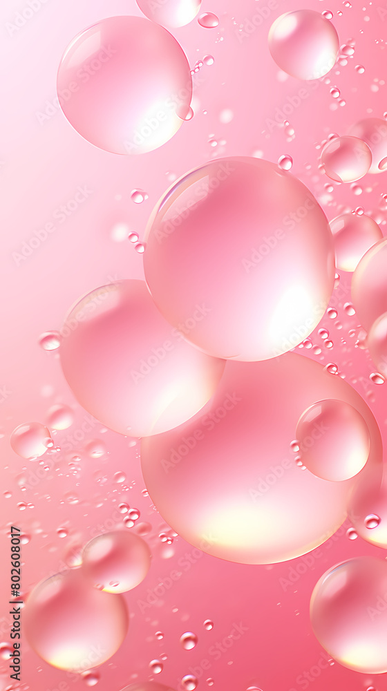 Pink background with bubbles floating in the air Pink background with bubbles floating in the air