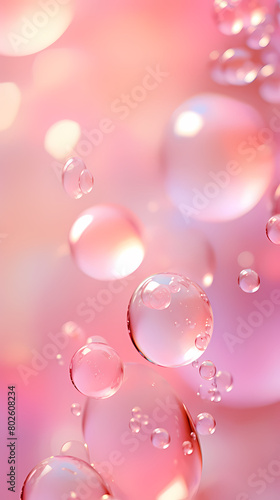 Pink background with bubbles floating in the air