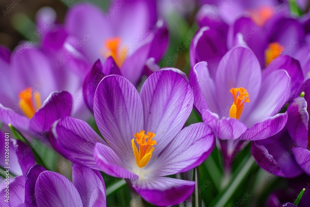 Purple Crocus Flowers in Spring. High quality photo - generative ai Purple Crocus Flowers in Spring. High quality photo - generative ai