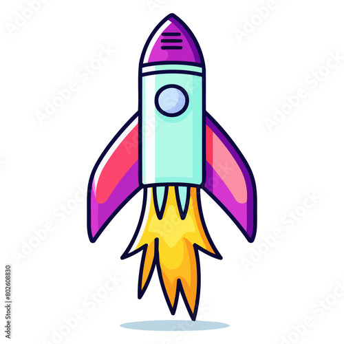 Vector icon of a launch rocket in space, perfect for aerospace and technology designs.