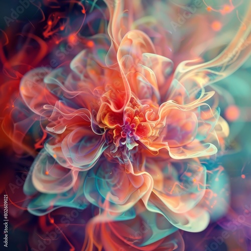 The image is a beautiful flower made of colorful smoke