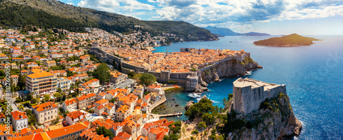Fort Lovrijenac of Dubrovnik city of Croatia. Lovrijenac fortress, over the West Harbour. Dubrovnik historic city of Croatia in Dalmatia. UNESCO World Heritage Site. photo