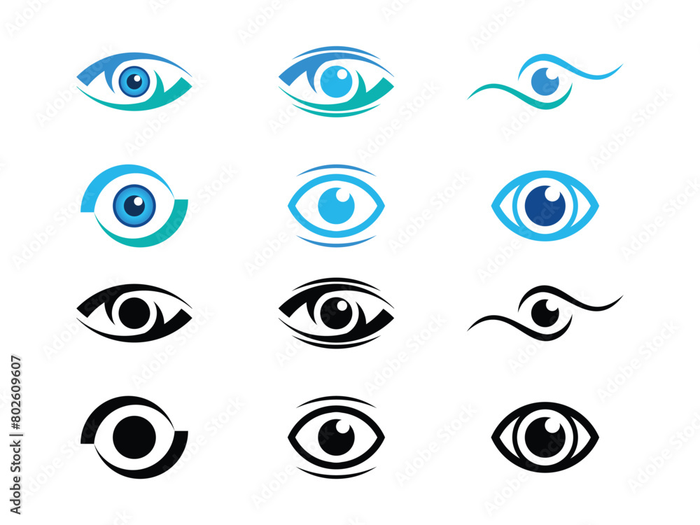 Set eye icons logo, vision sign symbol vector template Set eye icons logo, vision sign symbol vector template