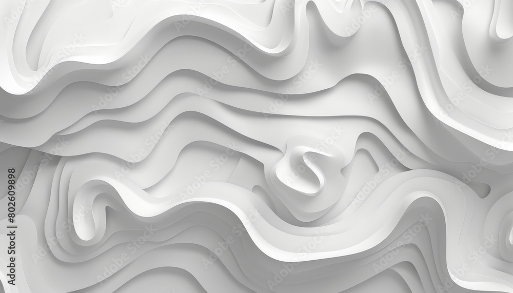 The image is a white, abstract, 3D landscape.