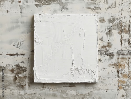The image is a white canvas with a thick layer of white paint