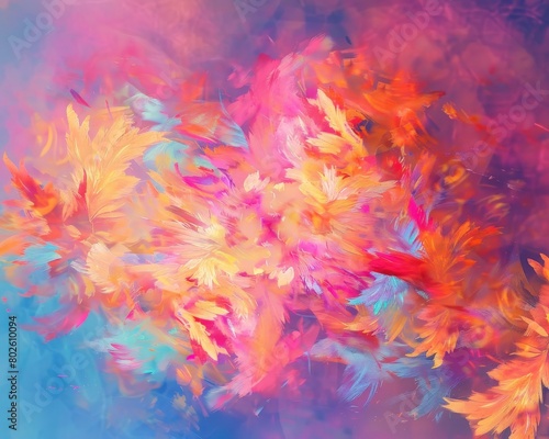 The image is an abstract painting with a colorful gradient