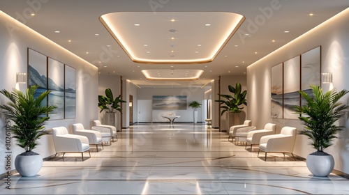 Interior design of a modern, luxurious building's corridor, AI Generative © sorapop