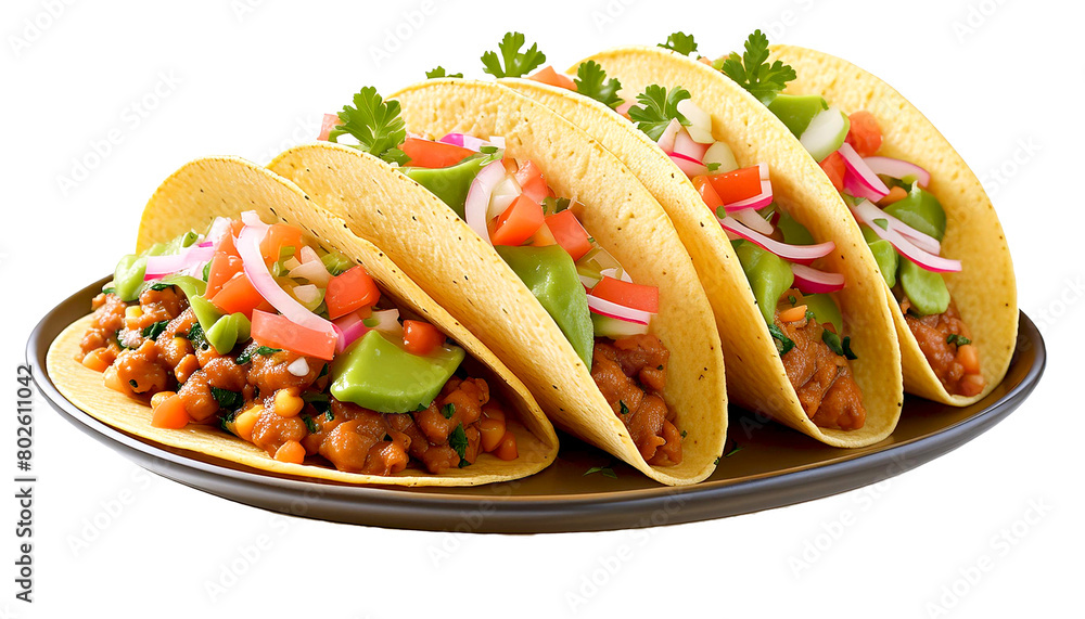 Delicious mexican taco closeup isolated on transparent background Delicious mexican taco closeup isolated on transparent background