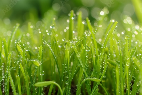 rice sprouts early morning dew macro photo photo