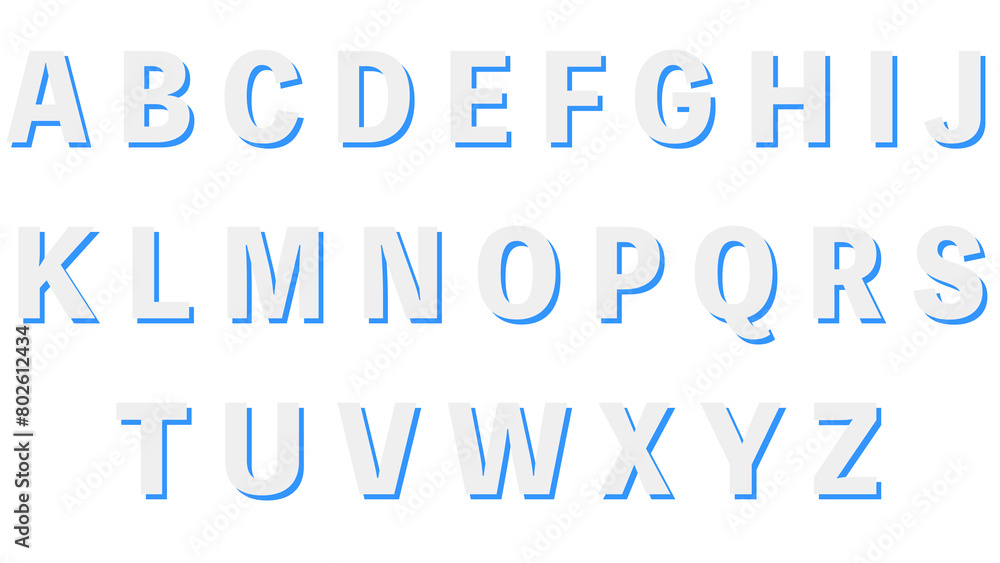 装飾文字セット|アルファベット大文字:白+青