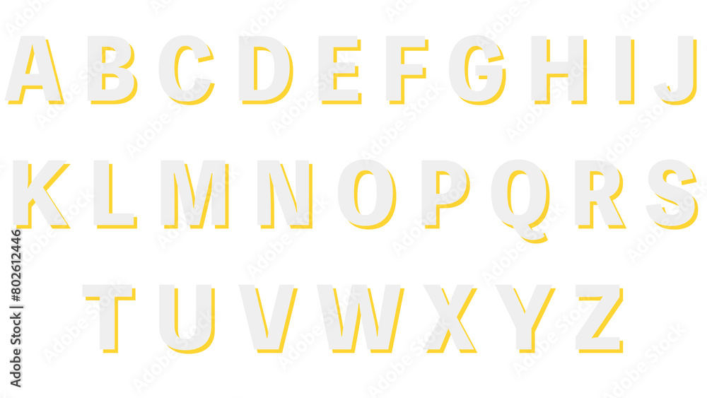 装飾文字セット|アルファベット大文字:白+黄