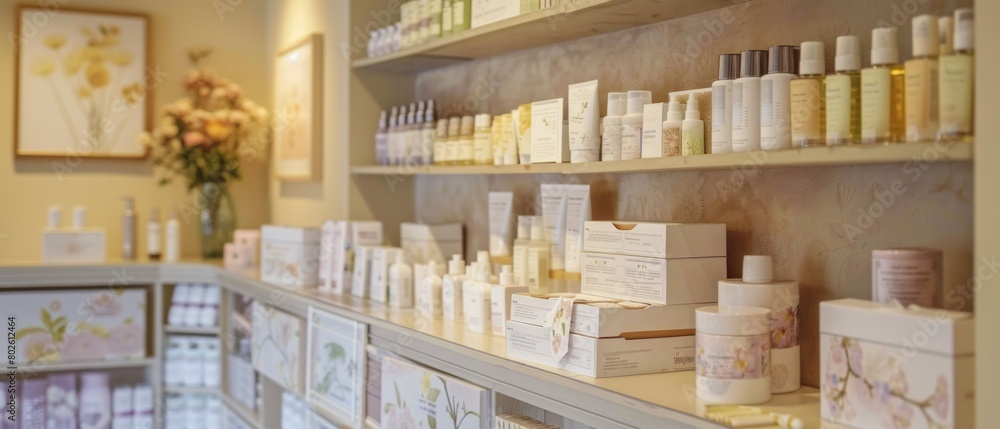 Holistic Skincare Office Displaying Natural Products and Educational Materials