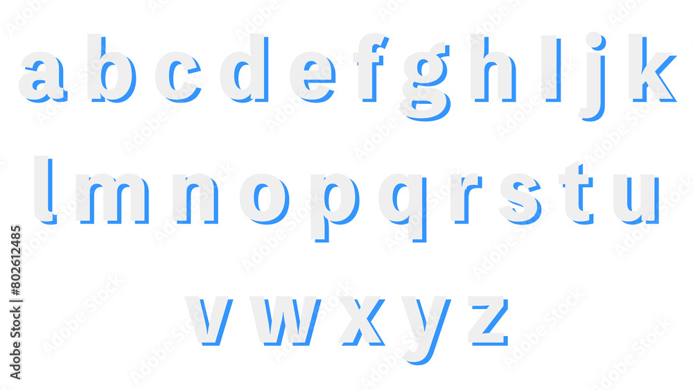 装飾文字セット|アルファベット小文字:白+青