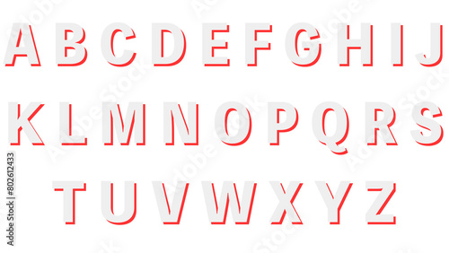 装飾文字セット|アルファベット大文字:白+赤
