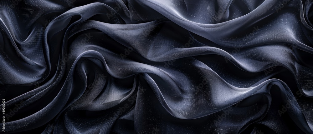 Abstract black textile flow, high-end fashion background Abstract black textile flow, high-end fashion background