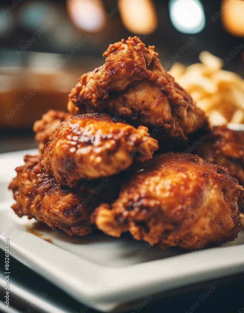 fried drumstick chicken in the mall food court, fast food
fried drumstick chicken in the mall food court, fast food