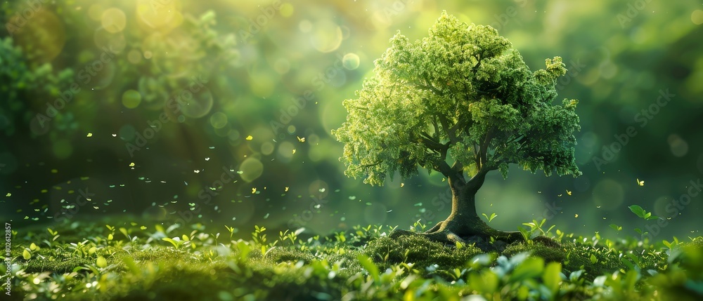 Annual eco-friendly progression, digital tree concept Annual eco-friendly progression, digital tree concept