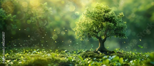 Annual eco-friendly progression, digital tree concept