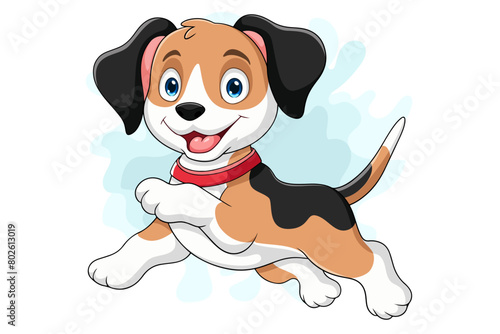 Cartoon funny dog running isolated on white background