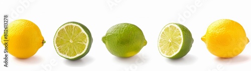 Set of limes and lemons, isolated on white background photo