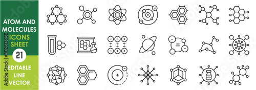 Molecule and Atoms set icon template. Molecules icons representing chemistry.