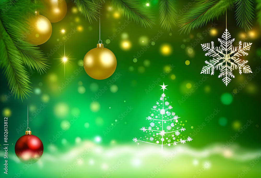 cristmas background with cristmas tree and balls in a green background cristmas background with cristmas tree and balls in a green background