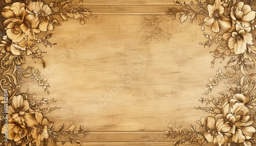 Classic backdrop with a wooden frame, featuring floral wood carvings for an elegant and timeless look.