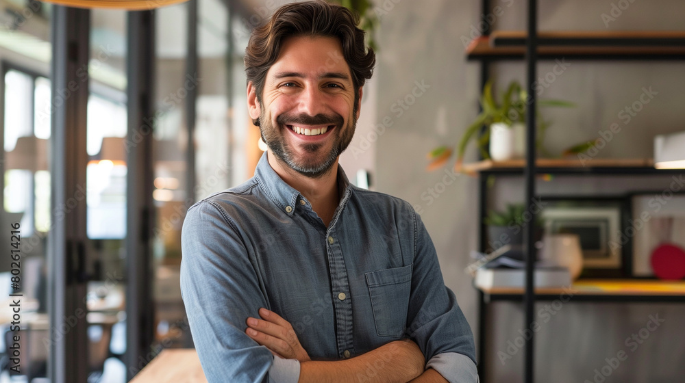 smiling man in modern office smiling man in modern office