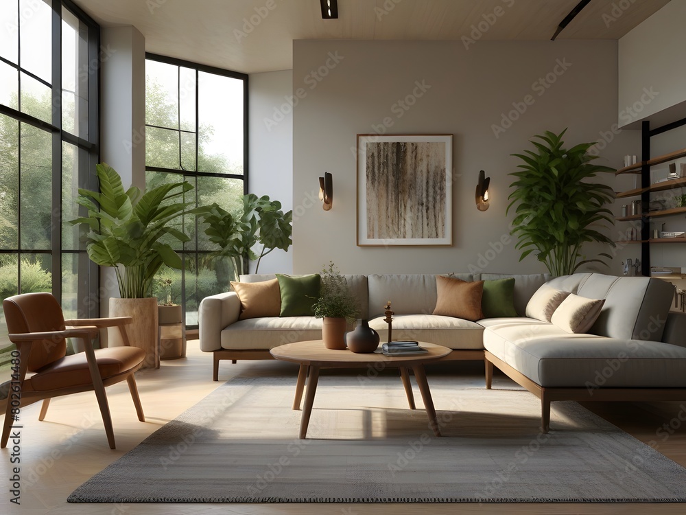 Fototapeta premium Serenity in Simplicity: A Modern Sanctuary of Relaxation and Rejuvenation