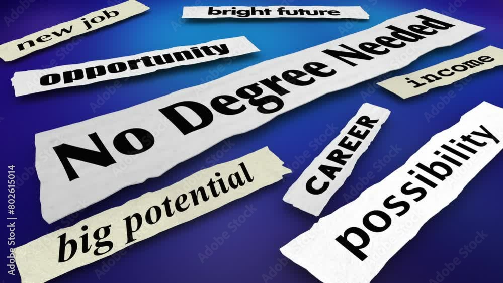 No Degree Needed News Headlines Job Work Trends College Not Required 3d Animation No Degree Needed News Headlines Job Work Trends College Not Required 3d Animation