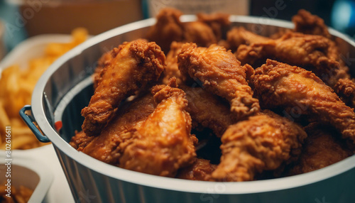 fried drumstick chicken in the mall food court, fast food 